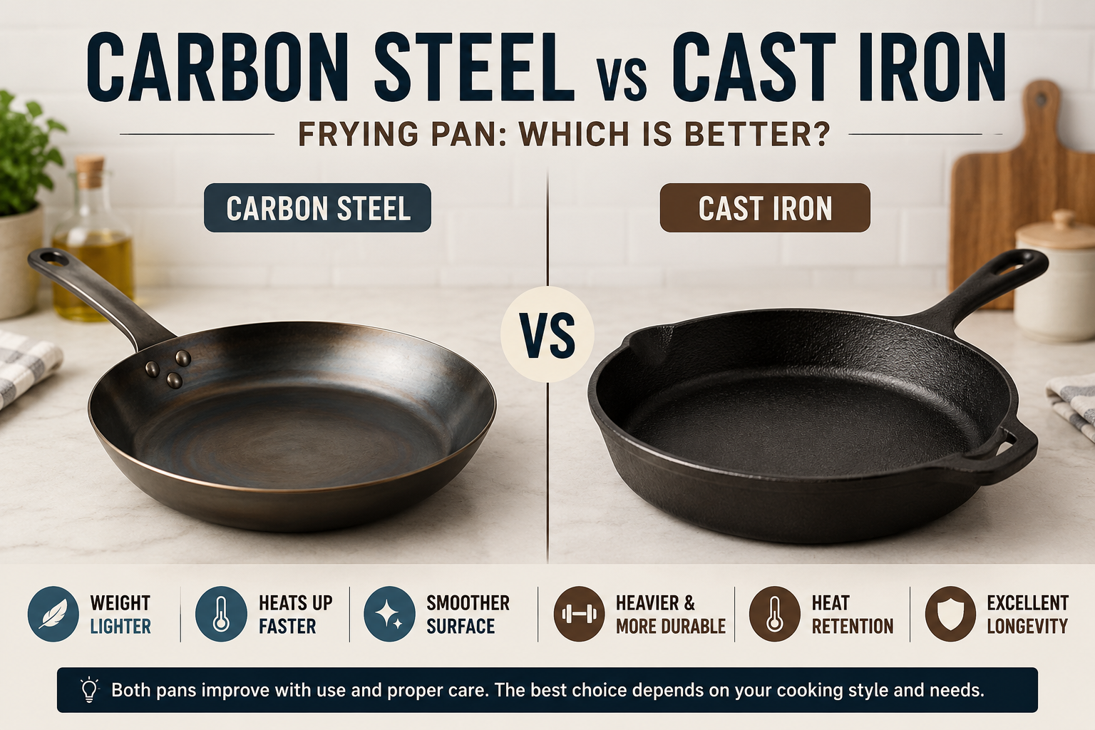Carbon Steel vs Cast Iron Frying Pan: Which Is Better?