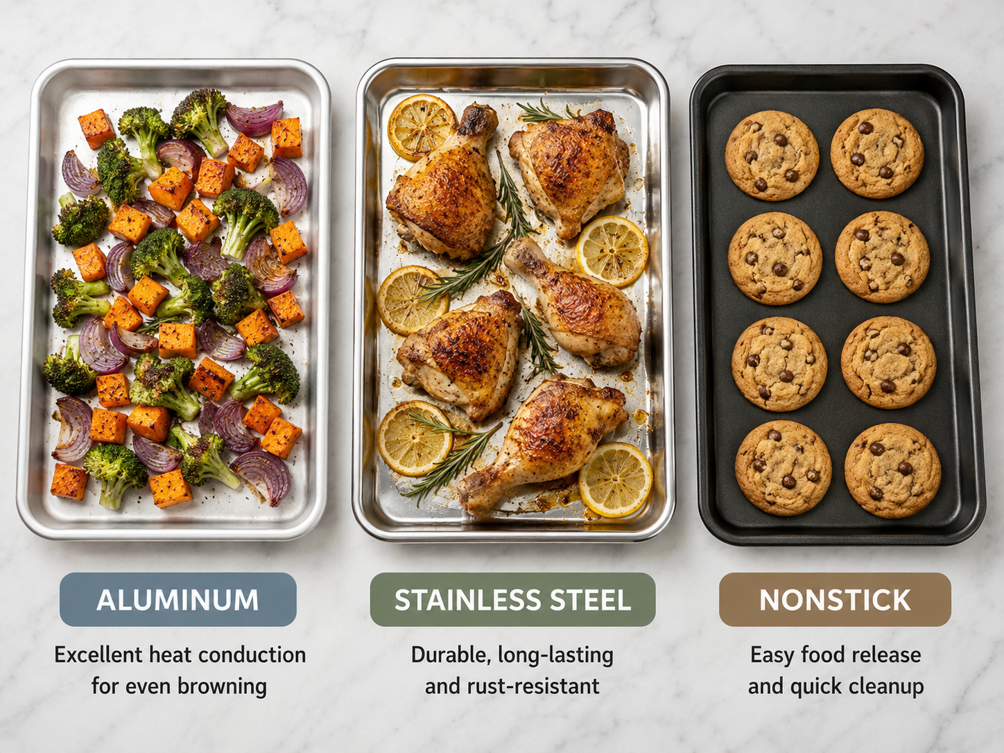 Aluminum vs Stainless Steel vs Nonstick Baking Sheets