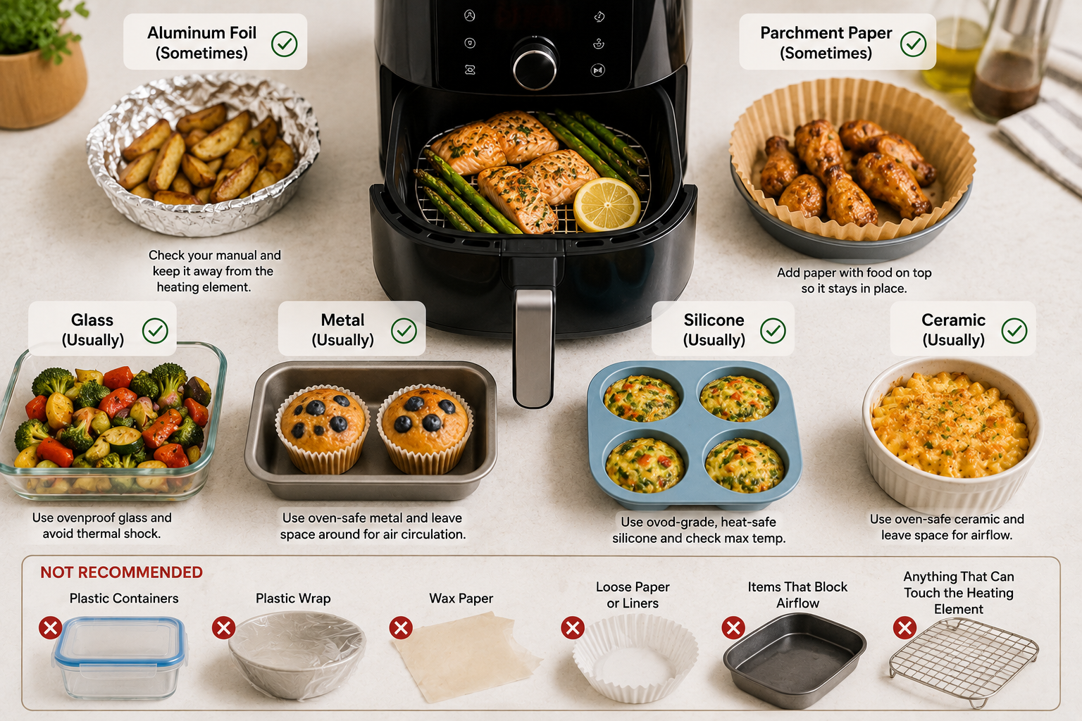 What Can You Put in an Air Fryer? Foil, Parchment, Glass, Metal, Silicone & Ceramic